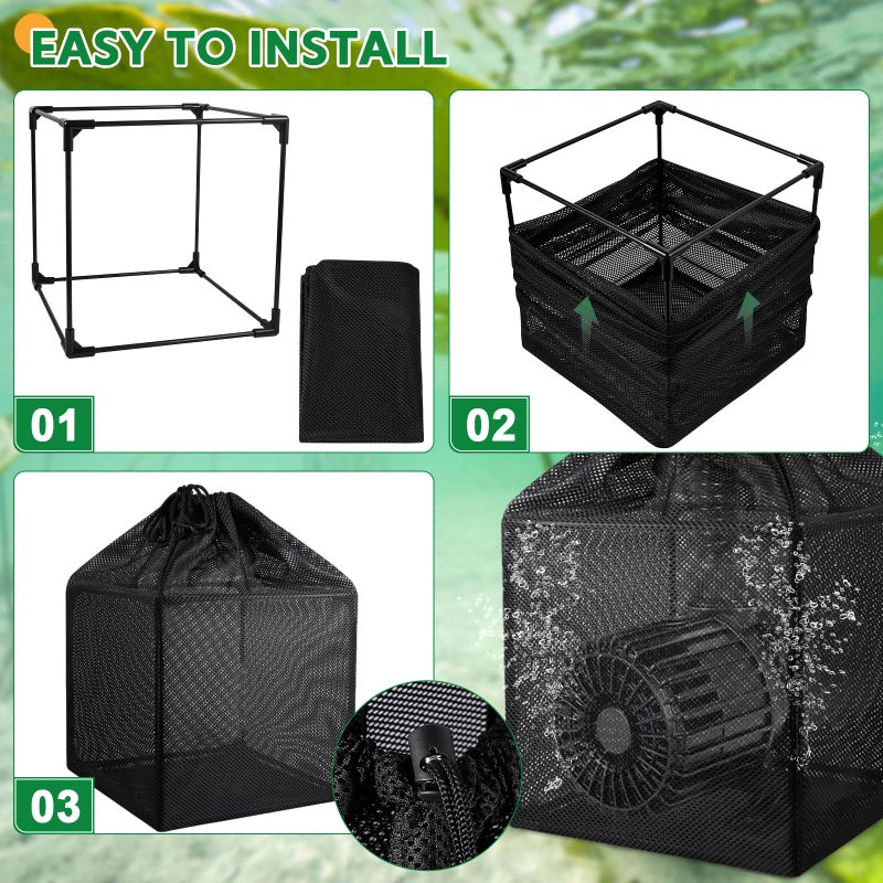 Hecaty Pond Filter Bag, Pump Barrier Bag, Anti-Clogging Cube Filter Box, Black Media Bag Pump Mesh Bag for Outdoor Water Fish Ponds (10""x 2 pack) - Image 5